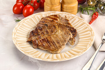 Grilled pork neck sirloin steak