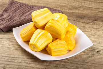 Raw ripe yellow jackfruit segment