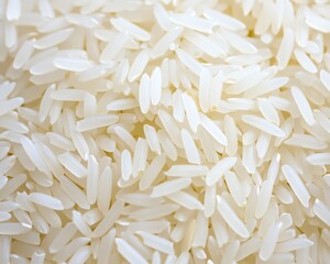 Close-up of White Rice Grains Texture for Culinary and Food Concepts