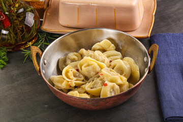 Russian homemade dumplings with meat
