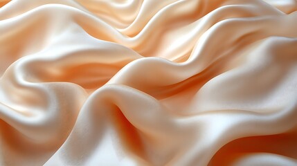Fototapeta premium A silky texture in shades of soft peach and ivory, with gentle ripples and folds that create a warm and inviting atmosphere,