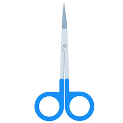 blue surgical scissors forceps on isolated white