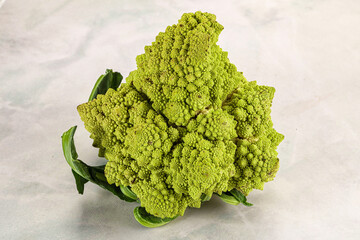Green raw fresh ripe Romanesco cabbage