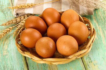 Raw browl chicken egg heap