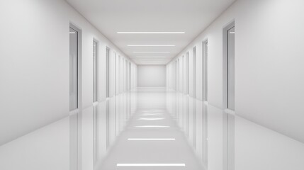 Obraz premium White hallway with doors and lights