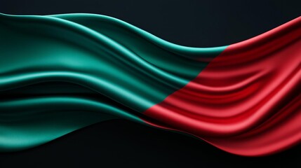 Abstract digital background or texture design of portuguese flag colors, Portugal national country symbol illustration wavy silk fabric background