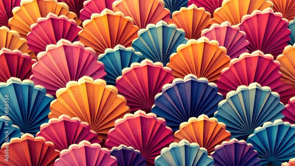 Poster a close up of a colorful array of flower shaped objects. the objects are in various colors and sizes