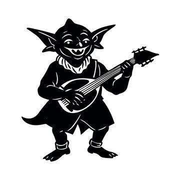 recommend clip art: Happy goblin Playing a Musical Instrument