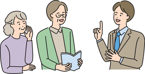 説明を聞く　中高年　男女