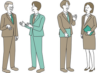会話をする　スーツを着た男女