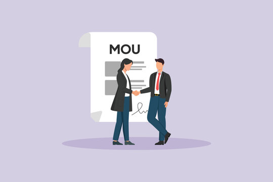 Business mou agreement. Agreement Business Concept. Colored flat vector illustration isolated