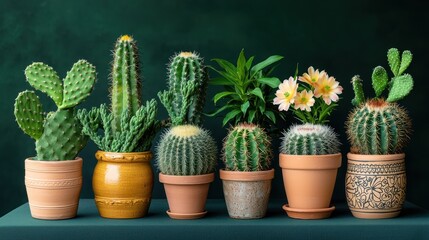Assorted cacti in terracotta pots (1)