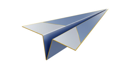 Isolated Paper Airplane with Golden Accents, a Symbol of Dreams