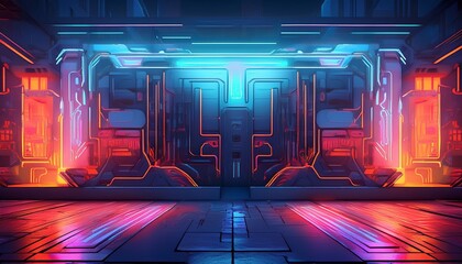 Obraz premium 幾何学模様が映える未来的ストリートアート