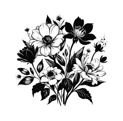 flowers-watercolor--black-and-white vector 5.eps