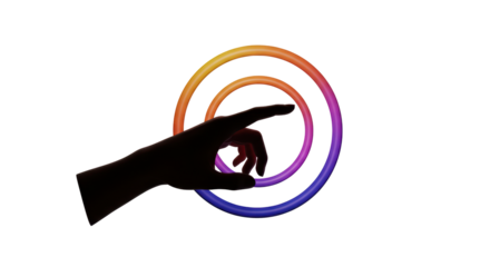 Isolated Hand Reaching to Touch Colorful Concentric Circles