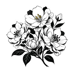 flowers-watercolor--black-and-white vector 14.eps
