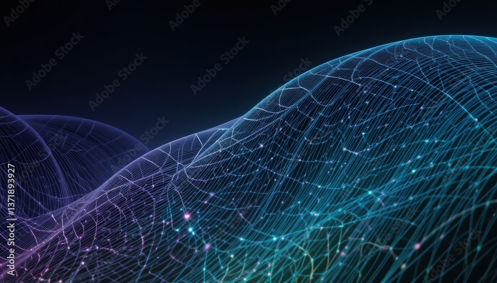 Poster dynamic data visualization waves digital landscape visual content abstract environment aerial view t