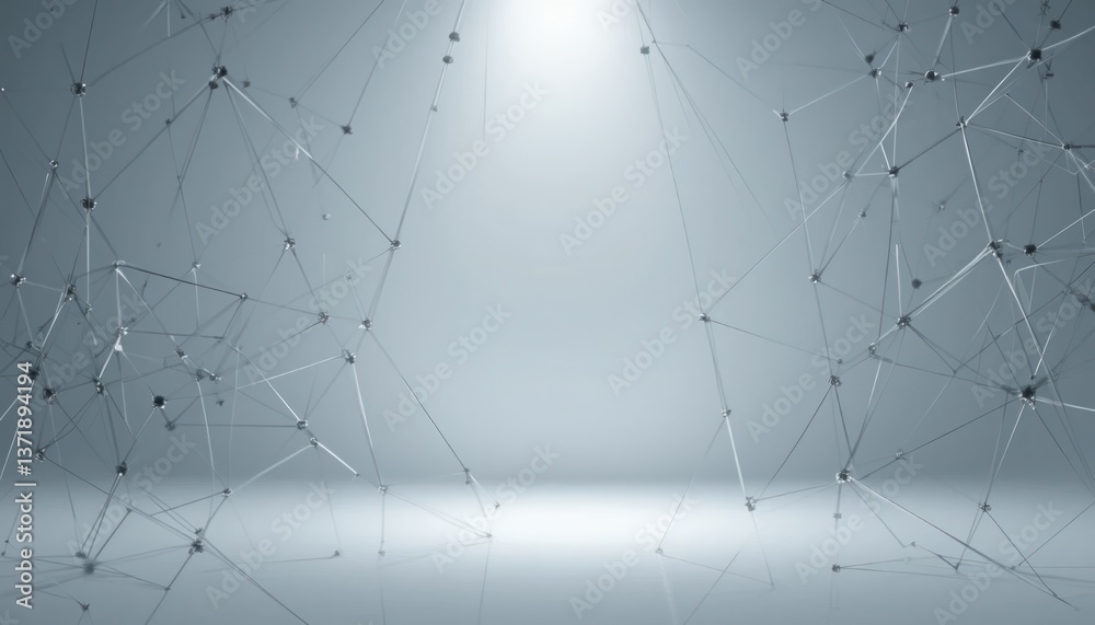 Poster dynamic network interaction abstract space digital art minimalist environment eye level view connect