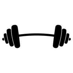 Cartoon barbell, dumbbell icon symbolizing strength, workout, fitness, and bodybuilding