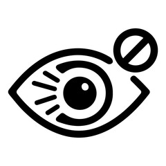 Hidden Visibility Icon, Eye with Restricted View Symbol, eye disease