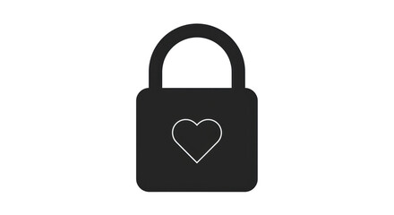 Isolated Padlock with Heart Security Love Protection