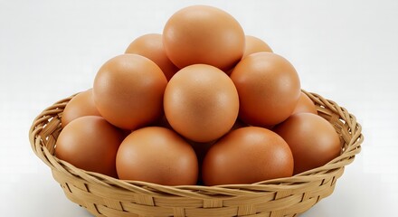 Basket of Fresh Brown Eggs  