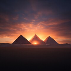 Egyptian pyramids at sunset