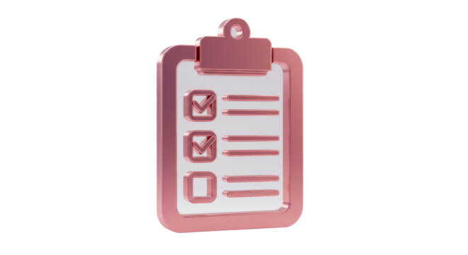 Isolated Pink Checklist Clipboard with Checked Boxes