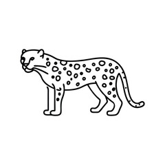 Fototapeta premium Leopard animal line art flat vector illustration.