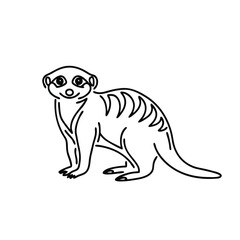 Obraz premium Meerkat animal line art flat vector illustration.