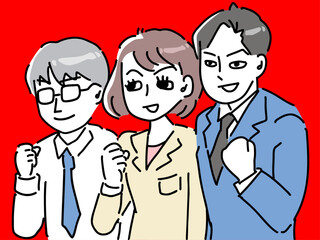 ガッツポーズする若手会社員のシンプルなベクターイラスト