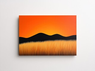 Naklejka premium Sunset landscape painting on wall