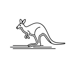 Fototapeta premium Wallaby animal line art flat vector illustration