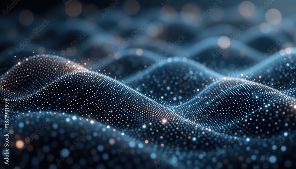 Poster exploring dynamic digital waves virtual space 3d visualization abstract environment high-resolution 