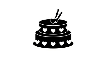 Isolated Cake with Hearts Celebration Sweet