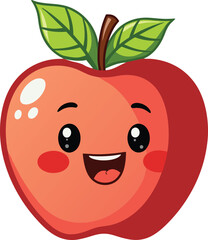 Obraz premium cheerful cartoon apple character. happy red apple with smiling face. cute digital illustration of a joyful apple.
