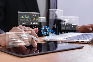 Enhancing Productivity Through Smart Planning and Discipline. Business Intelligence Interface with Productivity Tools, Charts, and Workflow Management. Strategic and Performance Smart Data Insights