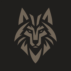 a wolf head logo on a black background