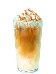 キャラメルフラペチーノの水彩イラスト
