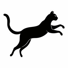 Fototapeta premium Silhouettes of a running dog and cat in a simple black illustration