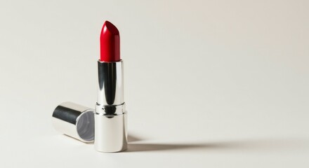 Red lipstick in silver casing