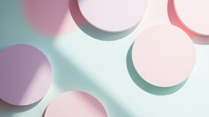 Pastel Circular Forms Arranged on a Light Green Background