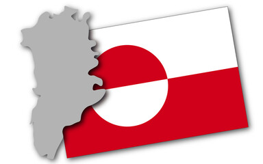 Stylized map and flag of Greenland