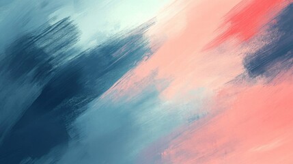 Abstract Blue And Pink Brush Stroke Painting