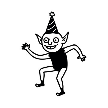 recommend clip art: Happy goblin Cartoon in Party Hat, Celebrating with Joyful Pose