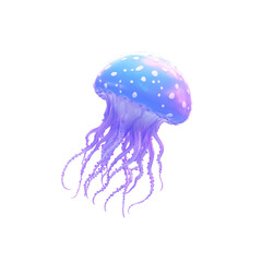 Vibrant 3D Render of a Spotted Jellyfish with Purple Tentacles