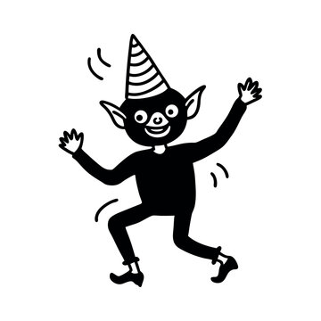 recommend clip art: Happy goblin Cartoon in Party Hat, Celebrating with Joyful Pose