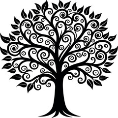 Obraz premium A tree-made-of-swirling-branches-and-leaves-formin.