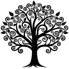 Obraz premium A tree-made-of-swirling-branches-and-leaves-formin.